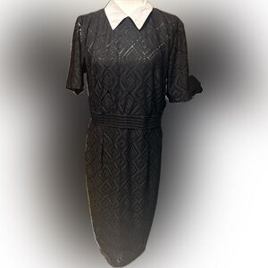 New York & Co Black Lace Dress White Collar-Adult Size XL